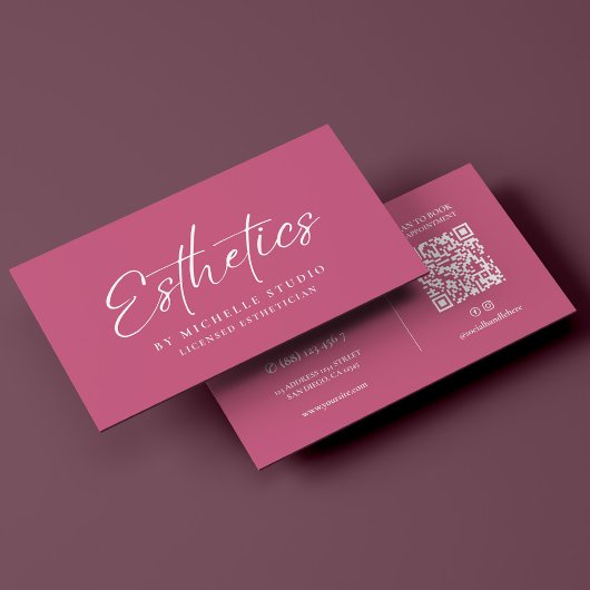 Elegant Monogram Estheetica Pink Wit Visitekaartje