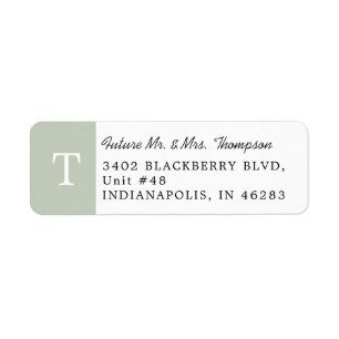 Elegant Monogram Eucalyptus Green Return Address Etiket