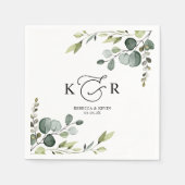 Elegant Monogram Eucalyptus Greenery Personalized Servet (Voorkant)
