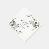 Elegant Monogram Eucalyptus Greenery Personalized Servet (Hoek)