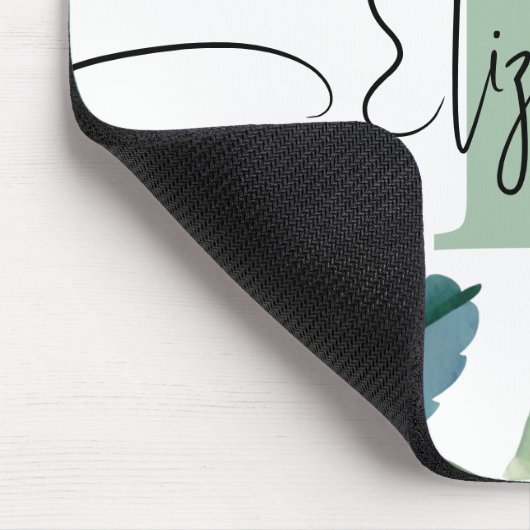 Elegant monogram Eucalyptus groen Waterverf Muismat (Hoek)