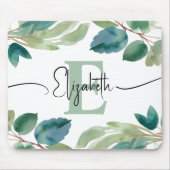 Elegant monogram Eucalyptus groen Waterverf Muismat (Voorkant)