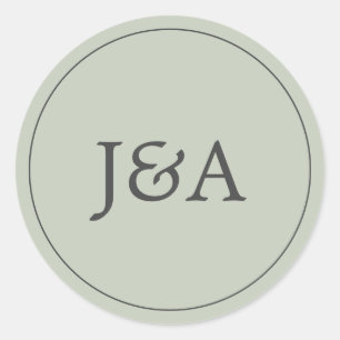 Elegant Monogram Eucalyptus Groene Envelop Afdicht Ronde Sticker