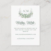 Elegant Monogram Eucalyptus Weddenschap Website Informatiekaartje (Voorkant)