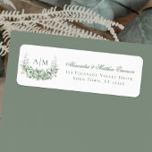 Elegant Monogram Eucalyptus Weduwadres Etiket