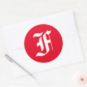 Elegant monogram F Ronde Sticker (Envelop)
