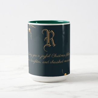 Elegant Monogram Familie Kerst Mok met bericht