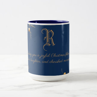Elegant Monogram Familie Kerst Mok met bericht
