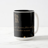Elegant Monogram Familie Kerst Mok met bericht (Voorkant rechts)