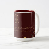 Elegant Monogram Familie Kerst Mok met bericht (Voorkant rechts)
