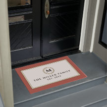 Elegant Monogram Familienaam Doormat | Terracotta