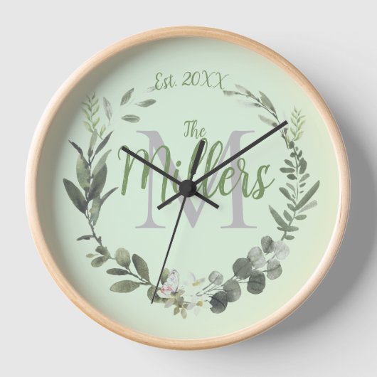 Elegant Monogram Familienaam Foilage  (Voorkant)