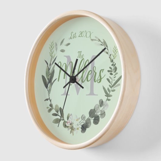 Elegant Monogram Familienaam Foilage  (Hoek)