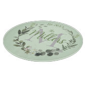 Elegant Monogram Familienaam Foilage Snijplank (Hoek)