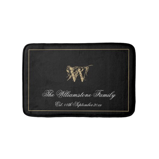Elegant Monogram Familienaam Pas getrouwd Wedding Badmat (Voorkant)