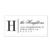 Elegant Monogram Familienaam Retouradres Rubberstempel (Afrduk)