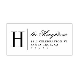 Elegant Monogram Familienaam Retouradres Rubberstempel