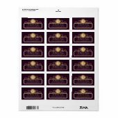 Elegant Monogram Family Burgundy Plum Gold Adres Etiket (Full Sheet)