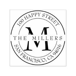 Elegant Monogram Family Return Adres Zelfinktende Stempel