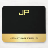 Elegant Monogram Faux Gold Black Modern Sjabloon Muismat (Voorkant)