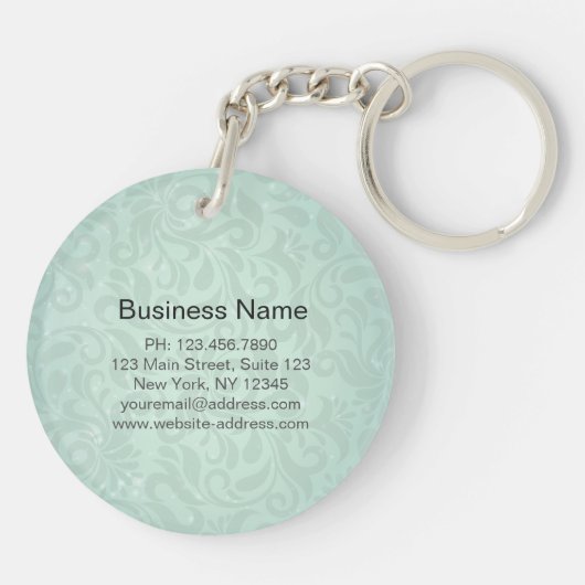 Elegant Monogram Faux Gold Turquoise Damask Floral Sleutelhanger (Achterkant)