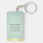 Elegant Monogram Faux Gold Turquoise Damask Floral Sleutelhanger (achterkant)