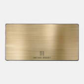Elegant Monogram Faux Goud Geborsteld Metaal Bureaumat (Voorkant)