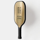Elegant Monogram Faux Goud Geborsteld Metaal Pickleball Paddle (Links)