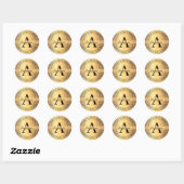 Elegant monogram faux goud zwart retouradres ronde sticker (Vel)