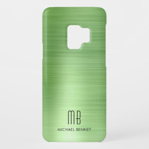 Elegant Monogram Faux Green Metallic Case-Mate Samsung Galaxy S9 Hoesje