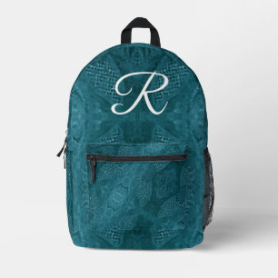 Elegant monogram faux-linnen groen bedrukte rugzak
