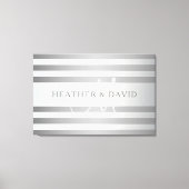 Elegant monogram Faux Silver Gradient Gray Stripes Canvas Afdruk (Voorkant)