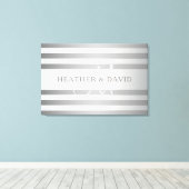 Elegant monogram Faux Silver Gradient Gray Stripes Canvas Afdruk (Insitu (Houten vloer))