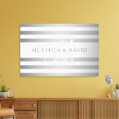 Elegant monogram Faux Silver Gradient Gray Stripes Canvas Afdruk (Insitu (Woonkamer))