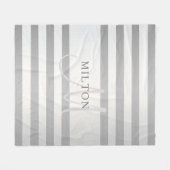Elegant monogram Faux Silver Gradient Gray Stripes Fleece Deken (Voorkant (Horizontaal))