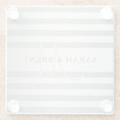 Elegant monogram Faux Silver Gradient Gray Stripes Glazen Onderzetter (Achterkant)