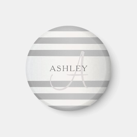 Elegant monogram Faux Silver Gradient Gray Stripes Magneet (Voorkant)