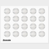 Elegant monogram Faux Silver Gradient Gray Stripes Ronde Sticker (Vel)