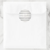 Elegant monogram Faux Silver Gradient Gray Stripes Ronde Sticker (Tas)