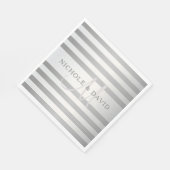 Elegant monogram Faux Silver Gradient Gray Stripes Servet (Hoek)