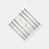 Elegant monogram Faux Silver Gradient Gray Stripes Servet (Hoek)