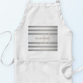 Elegant monogram Faux Silver Gradient Gray Stripes Standaard Schort