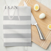 Elegant monogram Faux Silver Gradient Gray Stripes Theedoek (Quarter Fold)