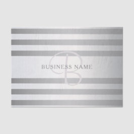 Elegant monogram Faux Silver Gradient Gray Stripes Tissuepapier