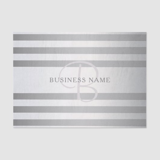 Elegant monogram Faux Silver Gradient Gray Stripes Tissuepapier (Voorkant)