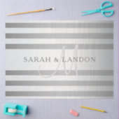 Elegant monogram Faux Silver Gradient Gray Stripes Tissuepapier (Craft)