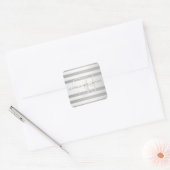 Elegant monogram Faux Silver Gradient Gray Stripes Vierkante Sticker (Envelop)