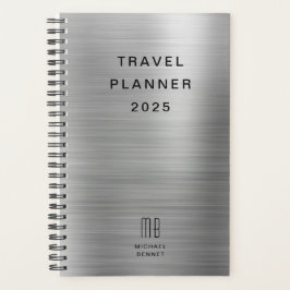 Elegant Monogram Faux Silver Grey Reizen Planner