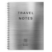 Elegant Monogram Faux Silver GreyTravel Notitieboek (Voorkant)