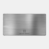 Elegant Monogram Faux Zilver Geborsteld Metaal Bureaumat (Voorkant)